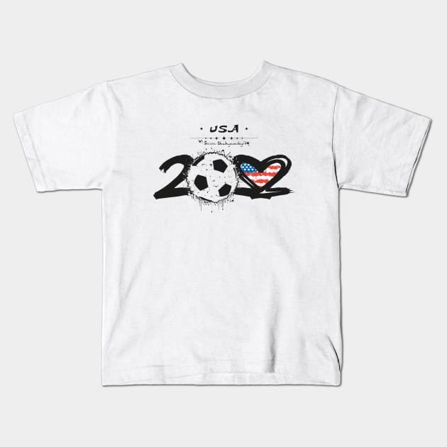 USA World Cup 2022, US Soccer American Flag Soccer Team 2022 Kids T-Shirt by Printofi.com